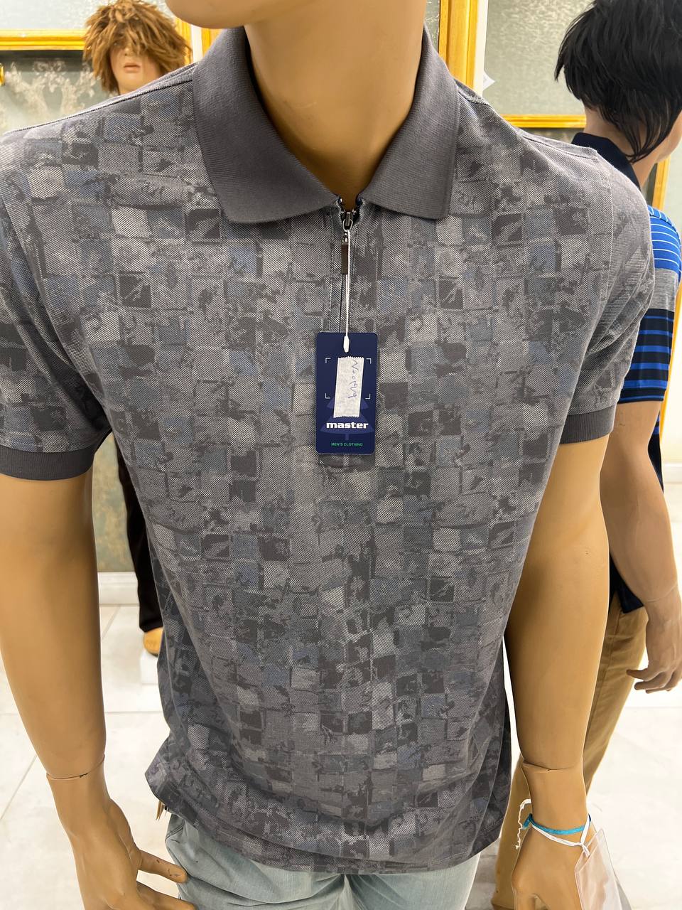 تیشرت یقه نیم زیپ پنبه