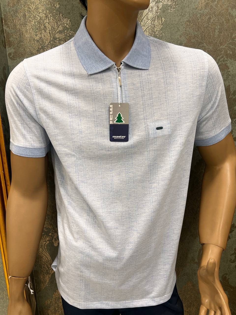 تیشرت یقه نیم زیپ پنبه