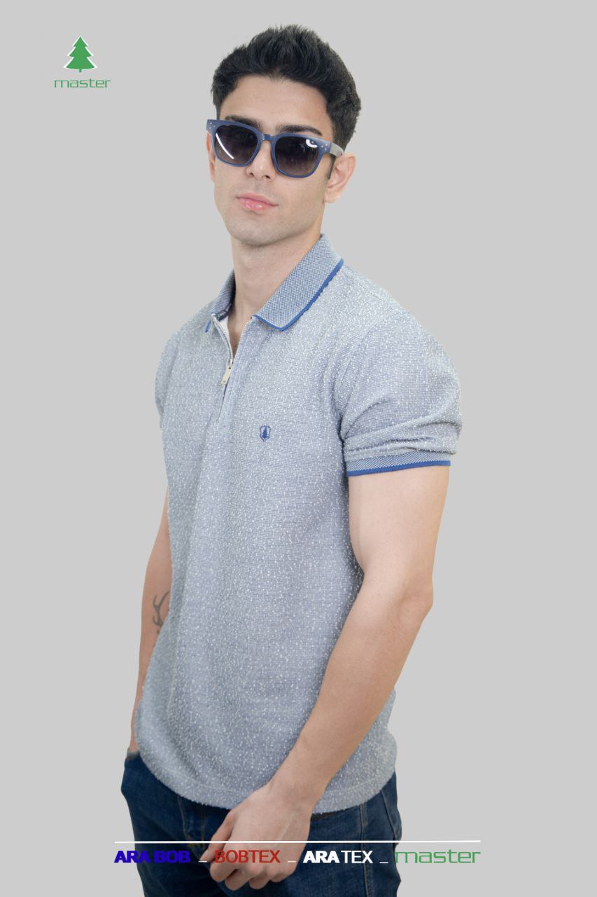 تیشرت یقه نیم زیپ ژاکارد