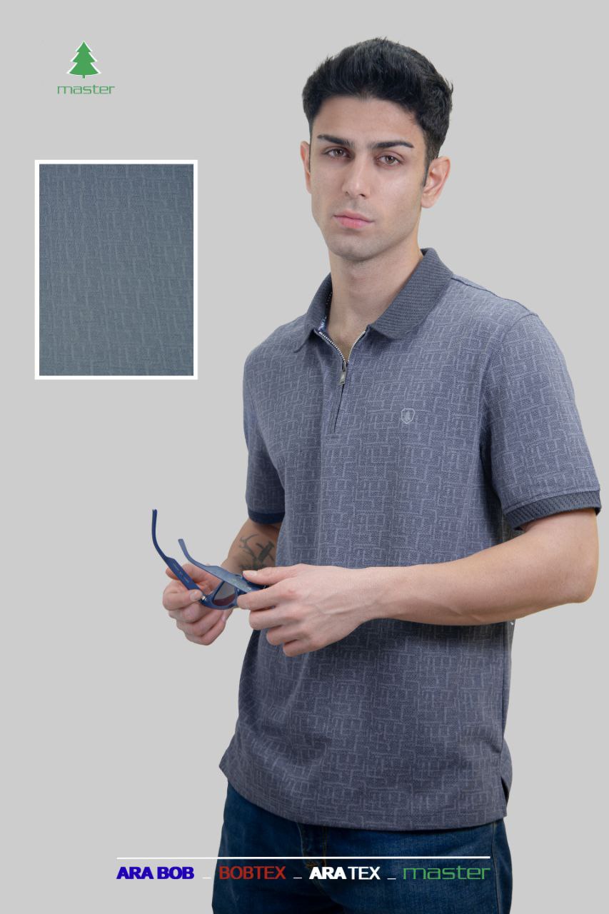 تیشرت یقه نیم زیپ ژاکارد