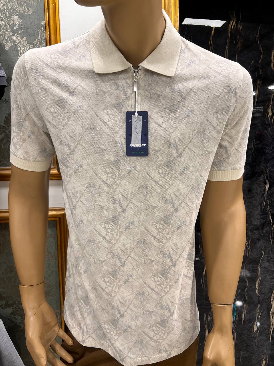 تیشرت یقه نیم زیپ پنبه