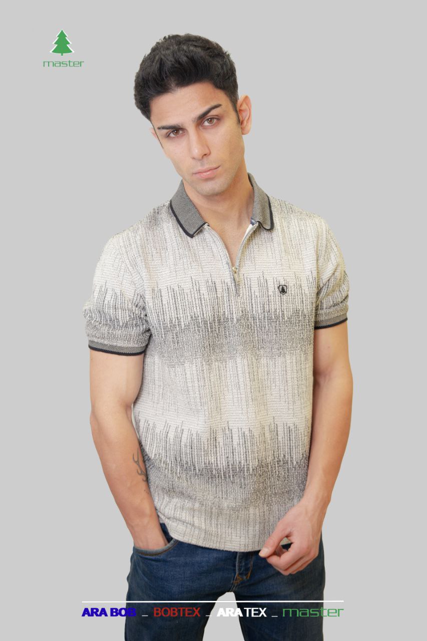 تیشرت یقه نیم زیپ ژاکارد