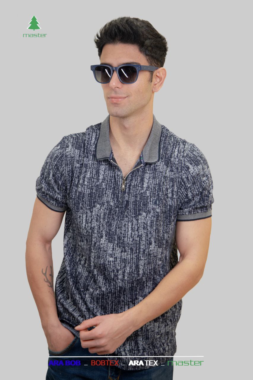 تیشرت یقه نیم زیپ ژاکارد