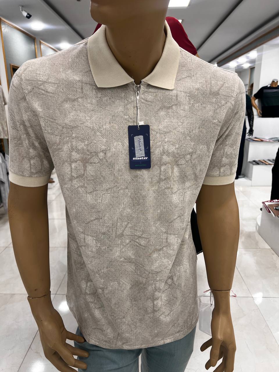 تیشرت یقه نیم زیپ پنبه